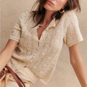 Sezane Cream Lace Blouse